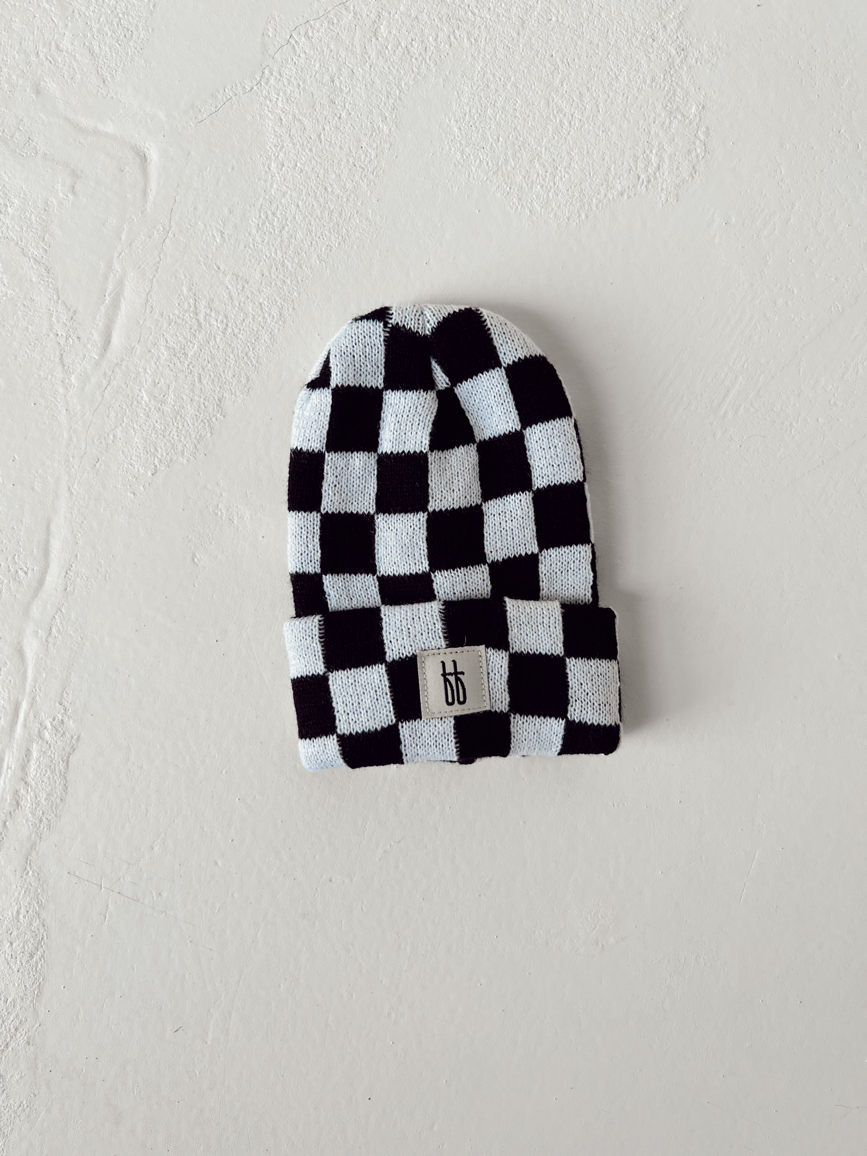 ff Knit Beanie | Black + White Checkerboard