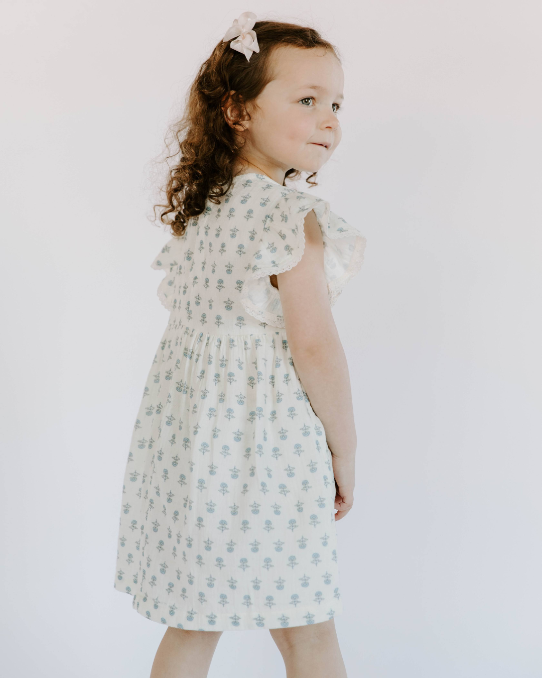 Organic Cotton Muslin Flutter Sleeve Dress