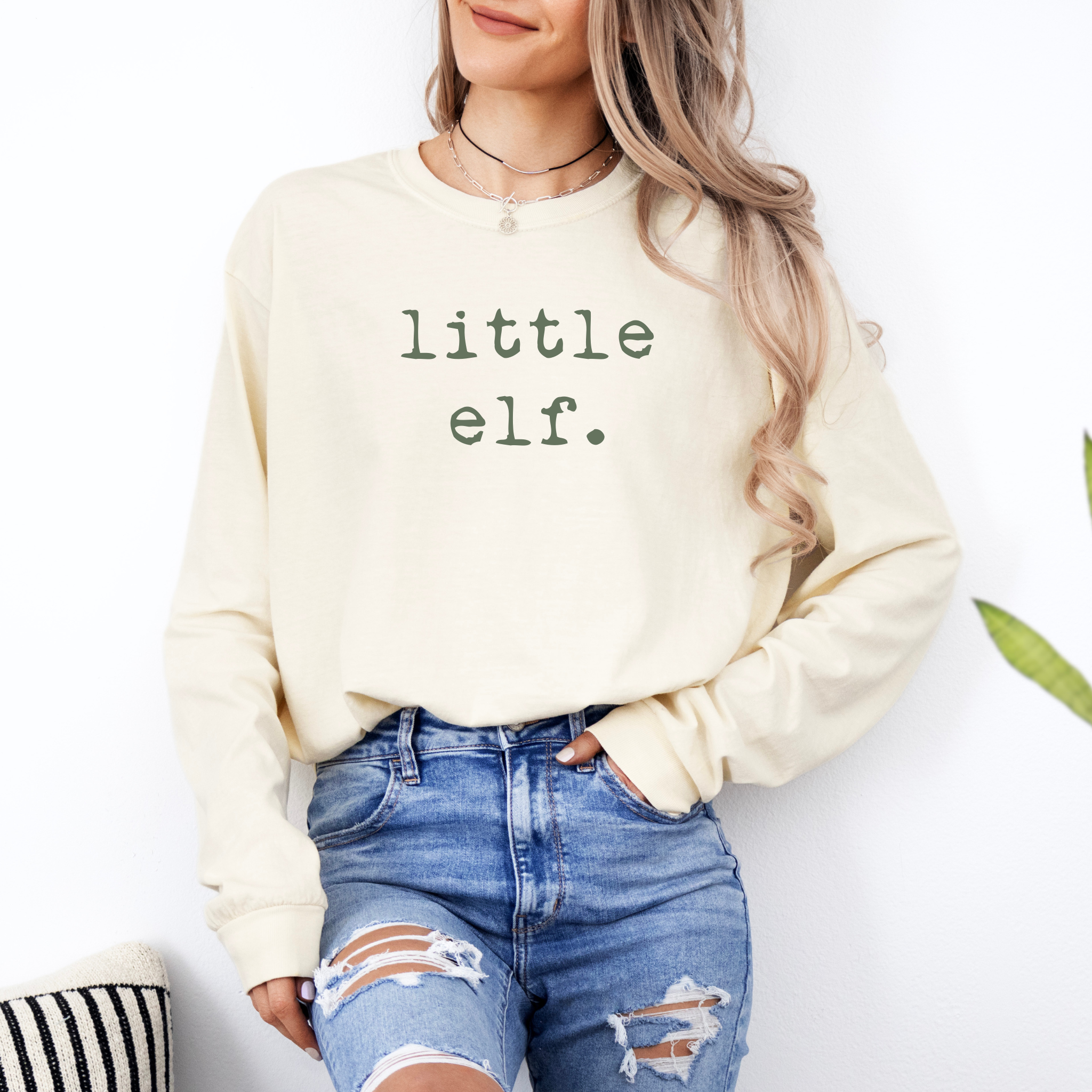 Little Elf (Olive) | Adult Long Sleeve T-Shirt