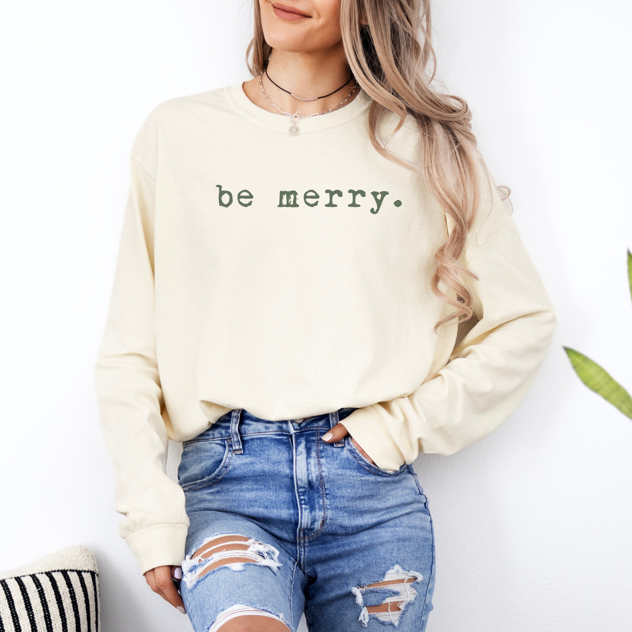 Be Merry (Olive) | Adult Long Sleeve T-Shirt