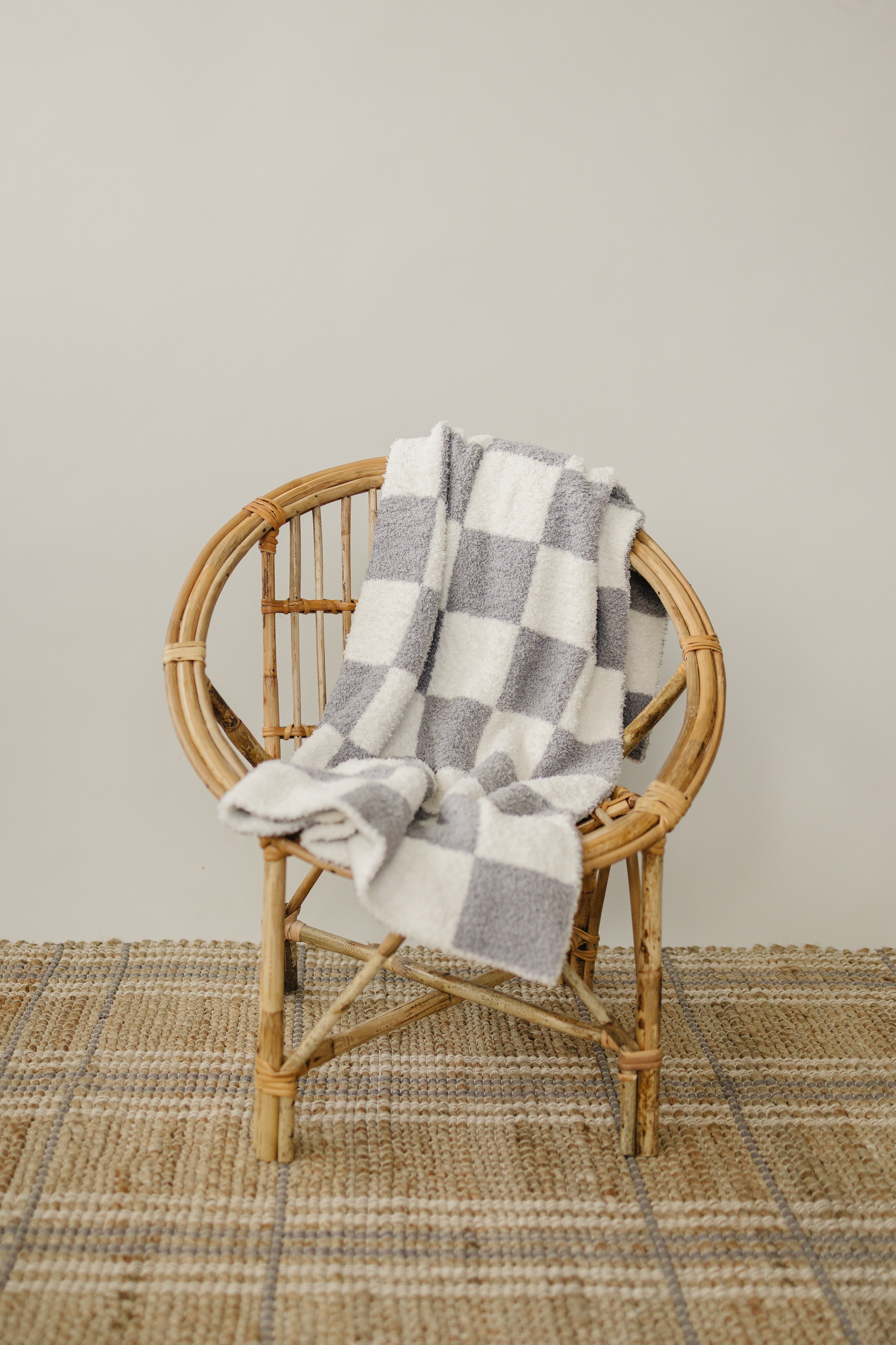 Grey Checkered Plush Blanket