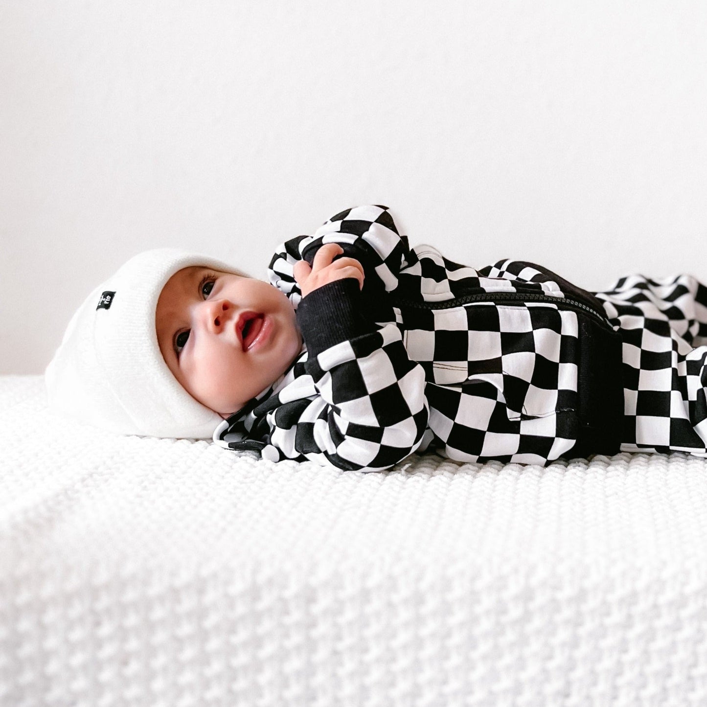 ZIP HOODIE- B+W Check Bamboo French Terry