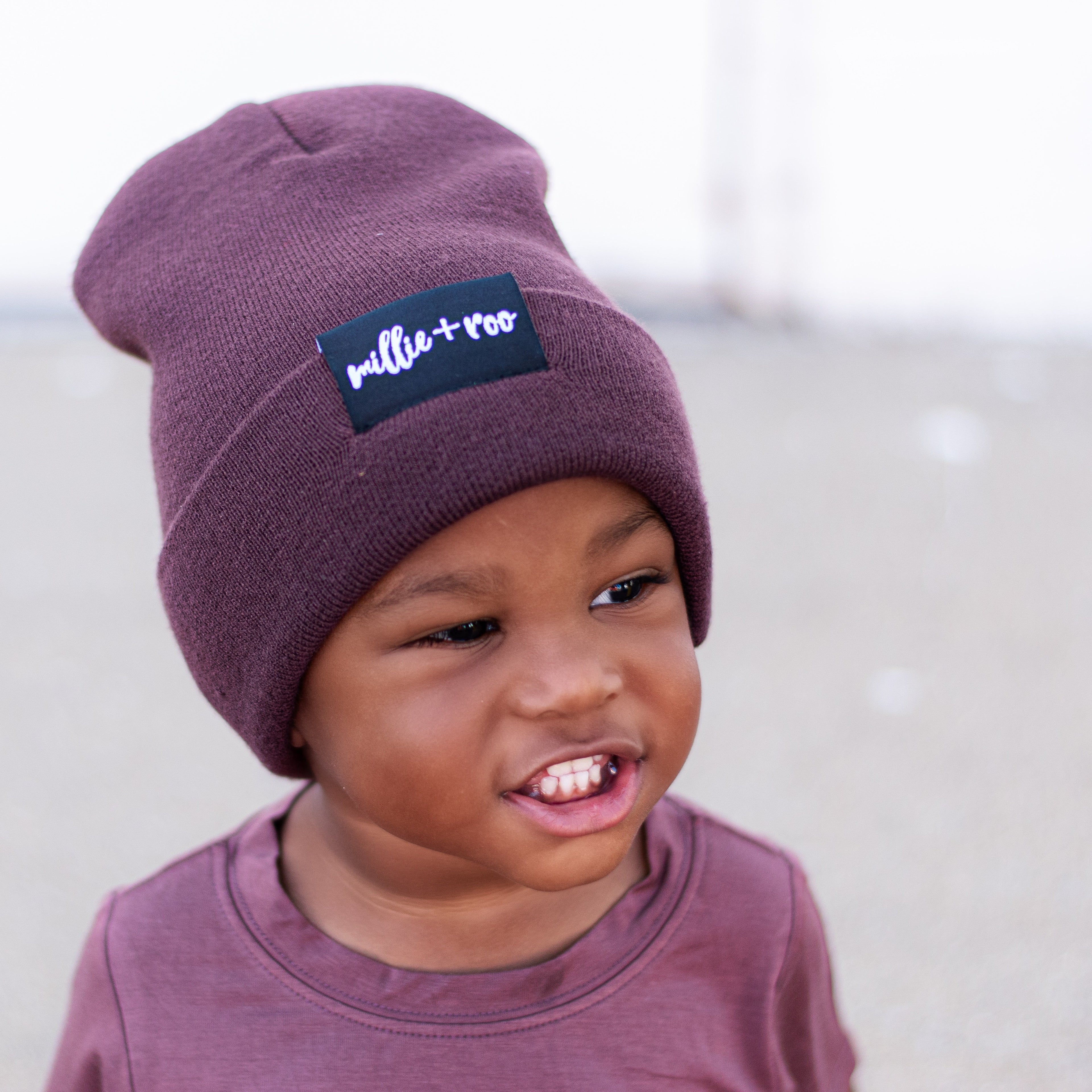 BAMBOO CUFF BEANIE- Black Cherry