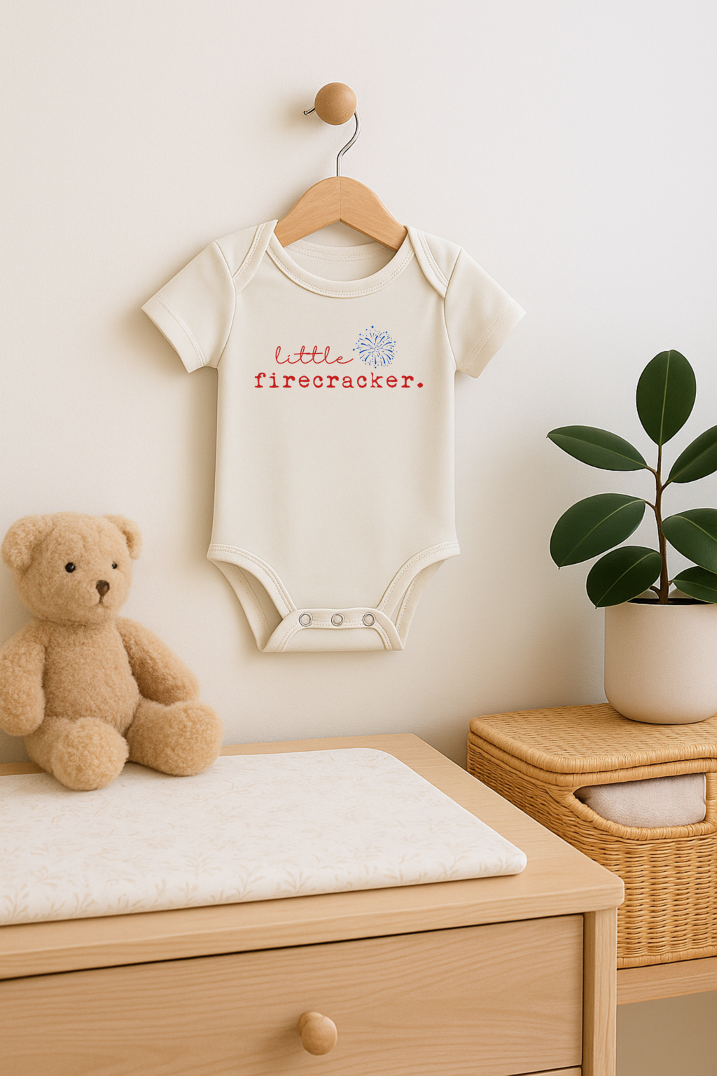 Little Firecracker Organic Cotton Short Sleeve Baby Bodysuit