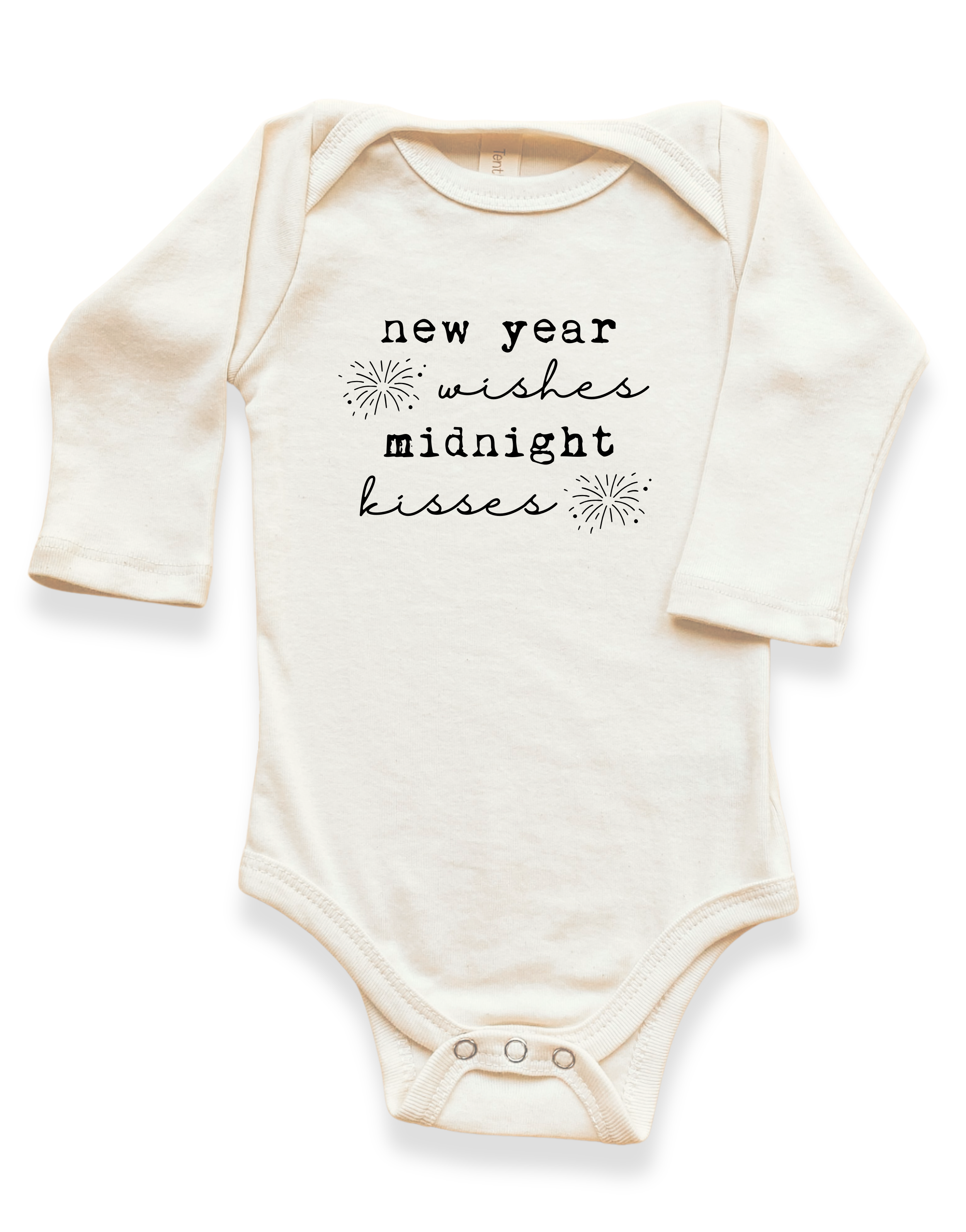 New Year Wishes Organic Baby Bodysuit Long Sleeve