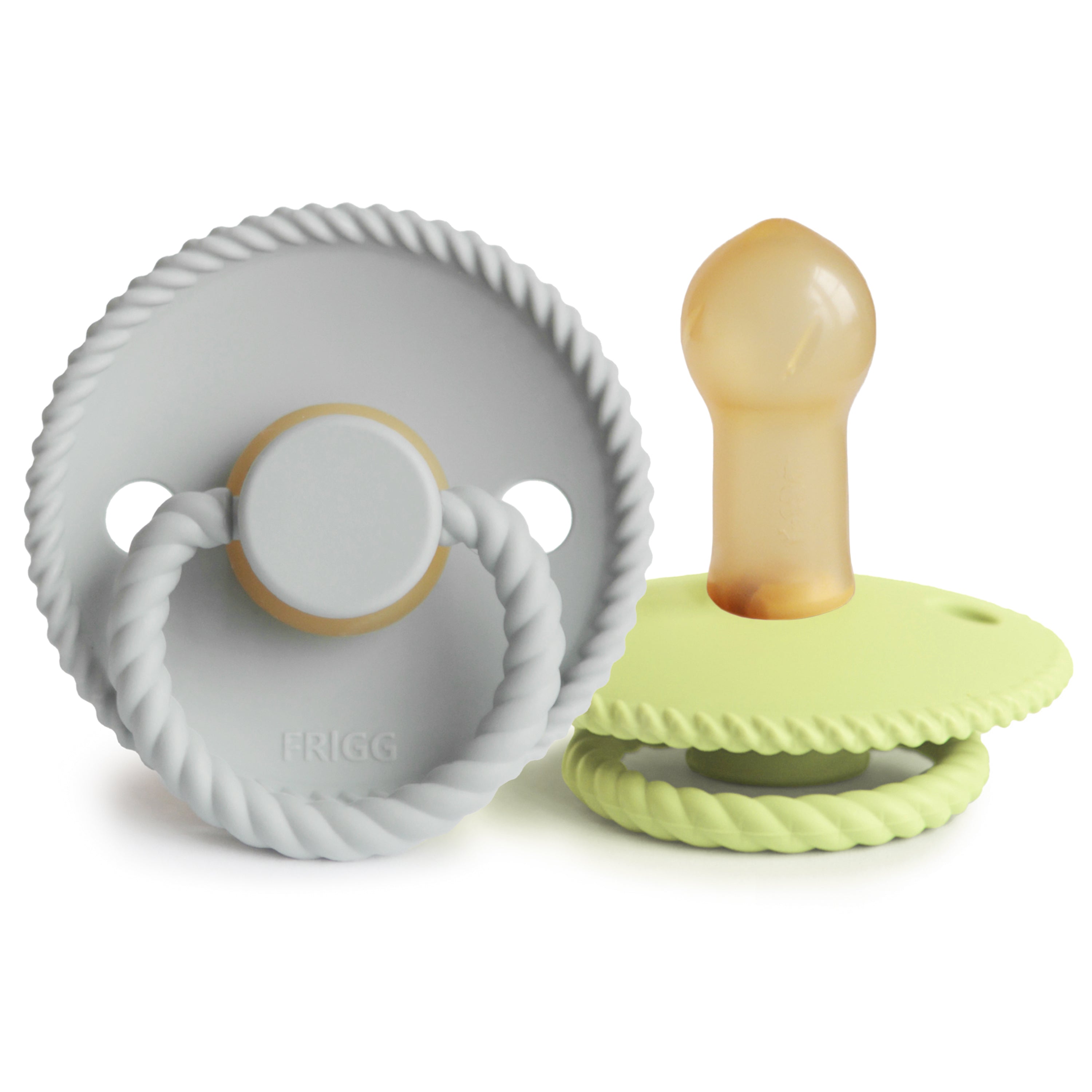 FRIGG Rope Natural Rubber Pacifier 2 - Pack - Tenth & Pine - FRIGG PACIFIERS - 6 - 18 months - Silver Gray/Green Tea