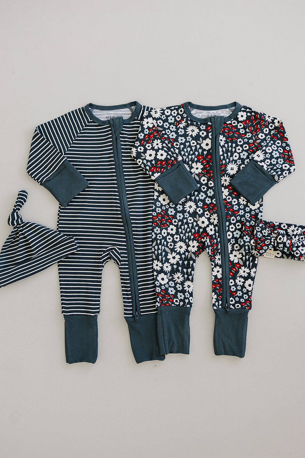 Navy Stripes Ribbed Bamboo Zipper