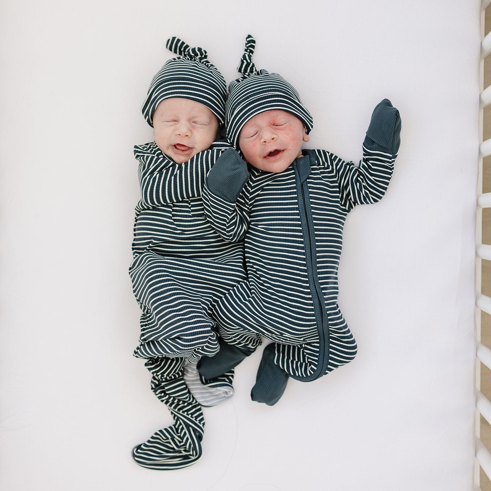 Navy Stripes Ribbed Bamboo Newborn Knot Hat