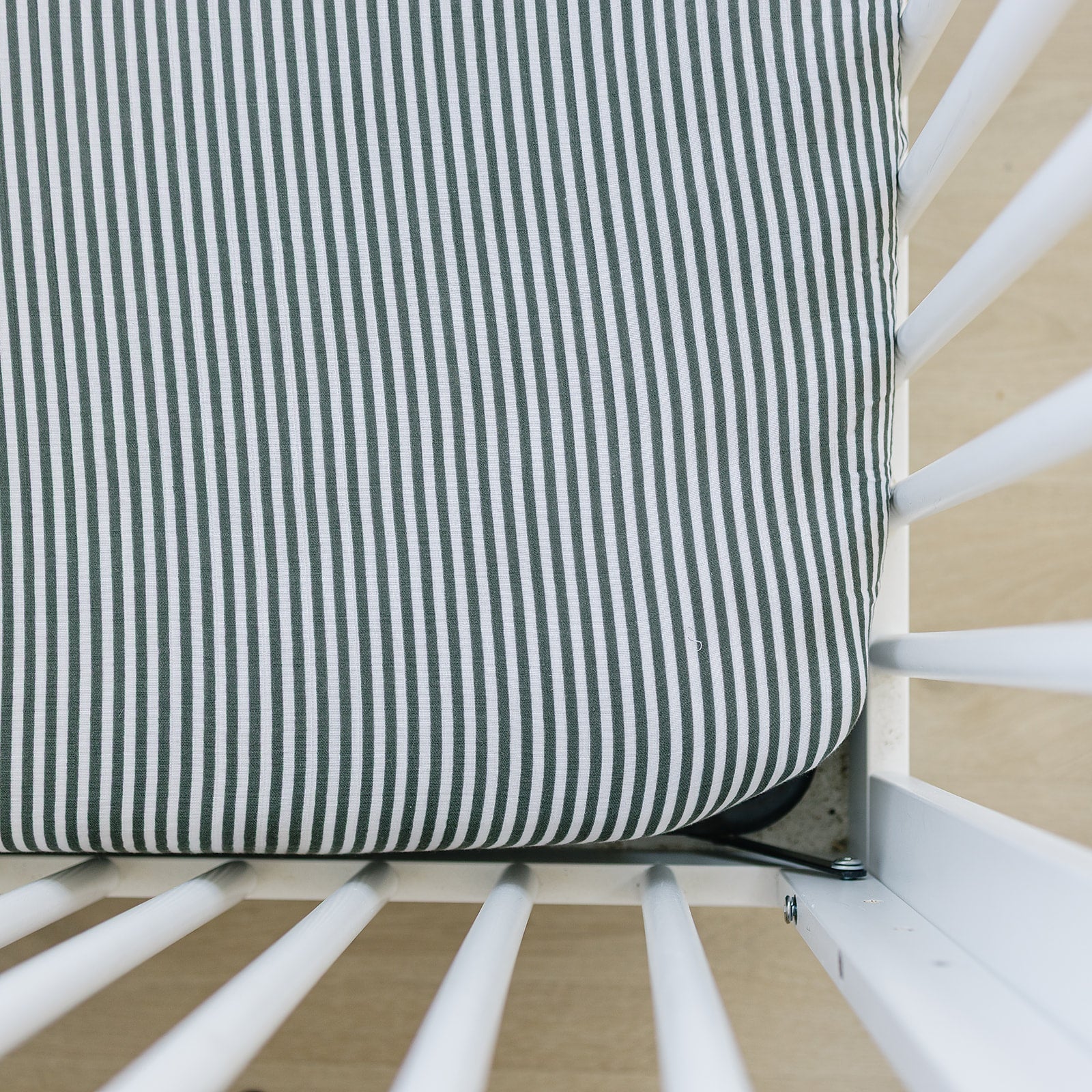 Green Stripes Muslin Crib Sheet