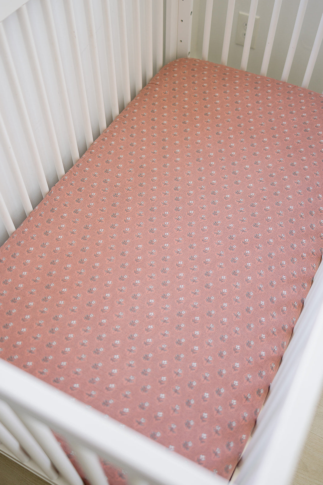 Vintage Pink Floral Muslin Crib Sheet