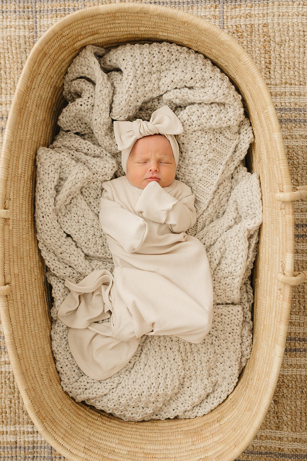 Cream Ribbed Bamboo Knot Gown