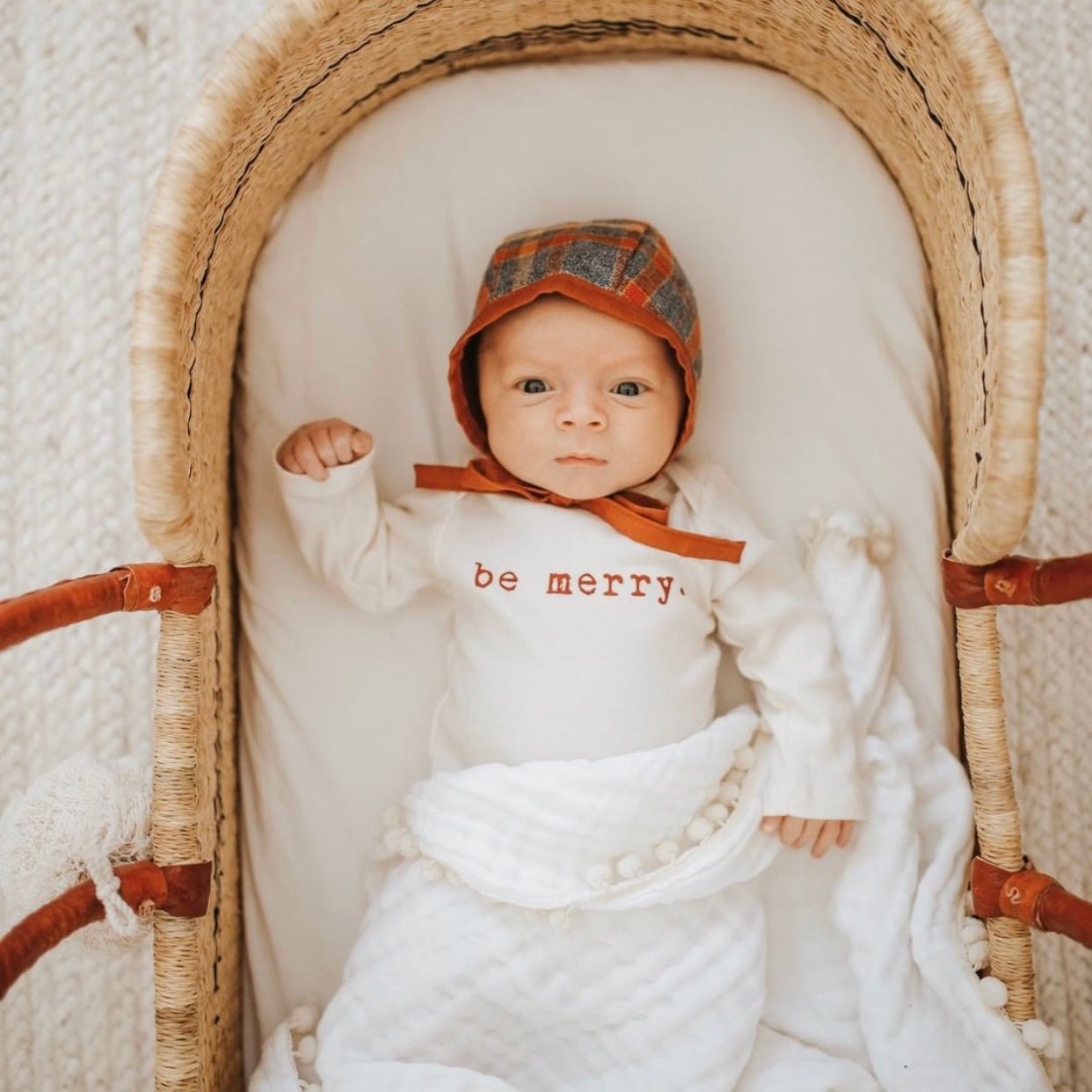 Baby Be Merry Graphic Long Sleeve Organic Bodysuit - Tenth & Pine - Long Sleeve Onesie - 0 - 3M