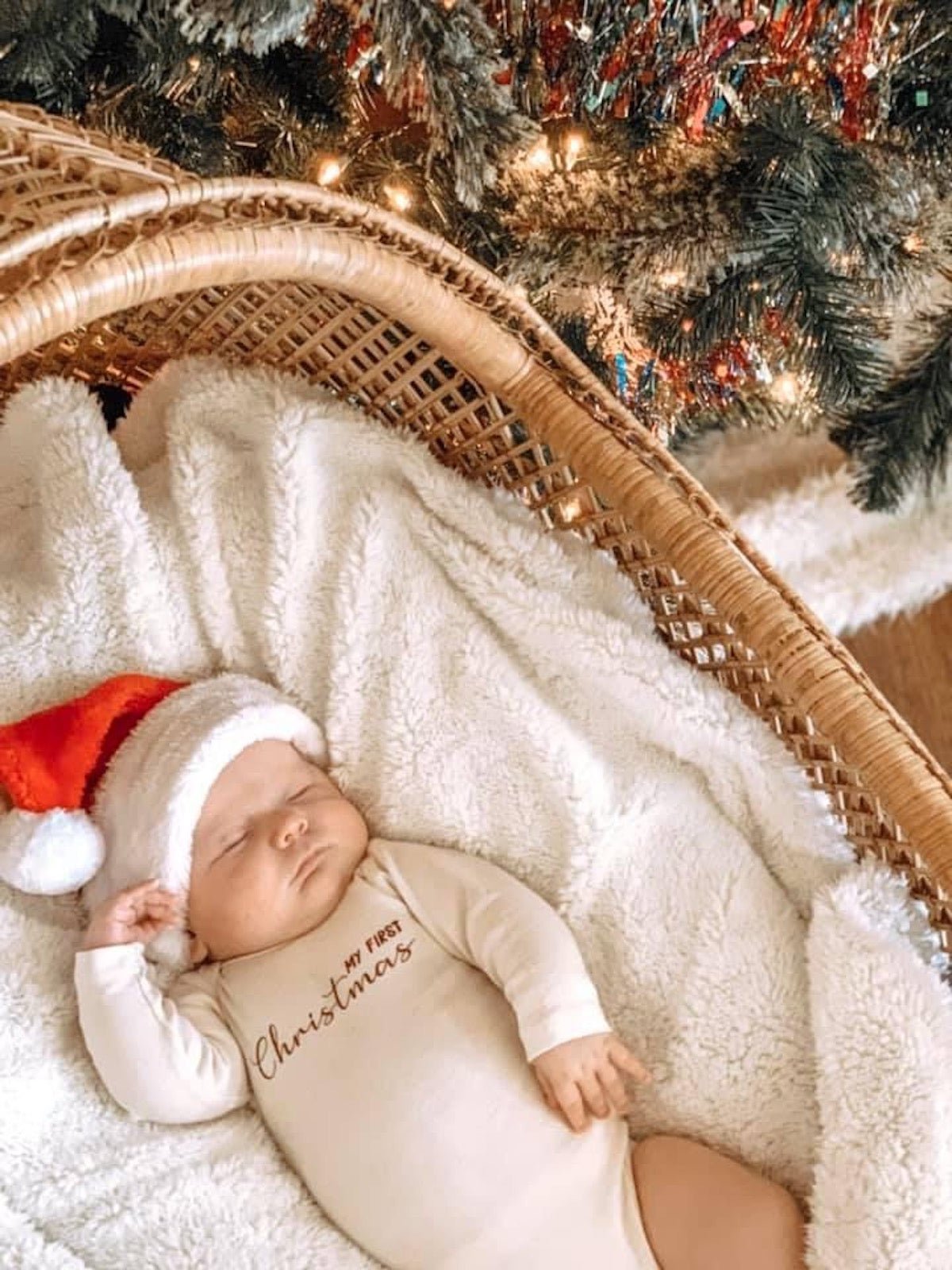 Baby My First Christmas Graphic Long Sleeve Organic Bodysuit - Tenth & Pine - Long Sleeve Onesie - 0 - 3M