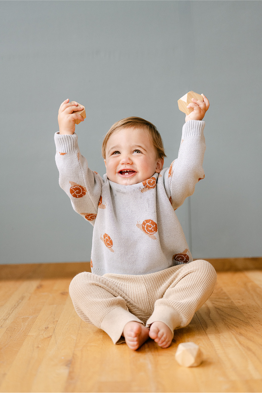Organic Snail Knit Sweater in Pearl Blue
