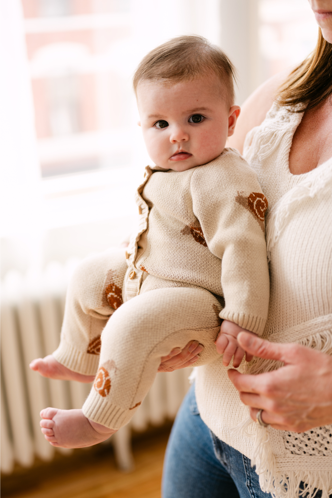 Organic Snail Romper in Oatmeal