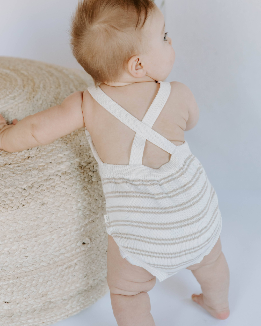 Organic Cotton Stripe Knit Bubble Romper