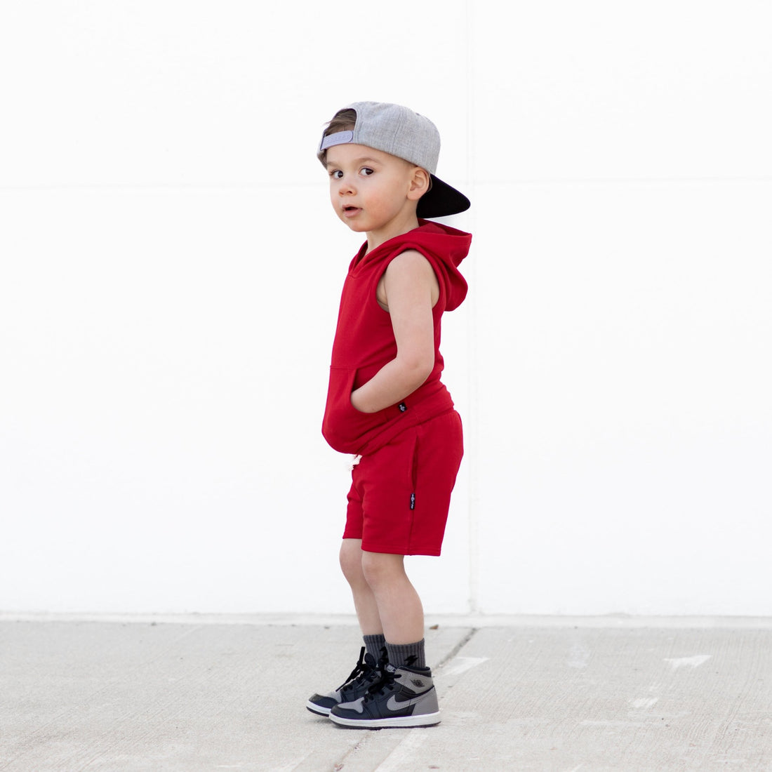 BAMBOO JOGGER SHORTS - Red - Tenth & Pine - jogger shorts - 0/6M