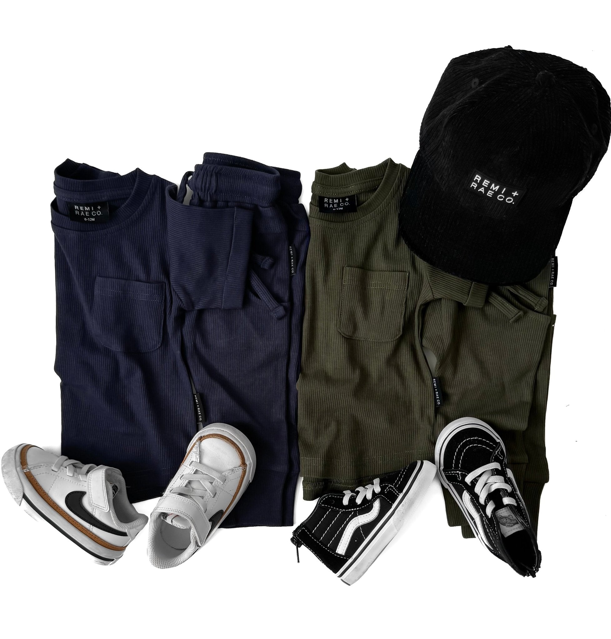 BAMBOO RIBBED JOGGERS - NAVY - Tenth & Pine - 3 - 6M