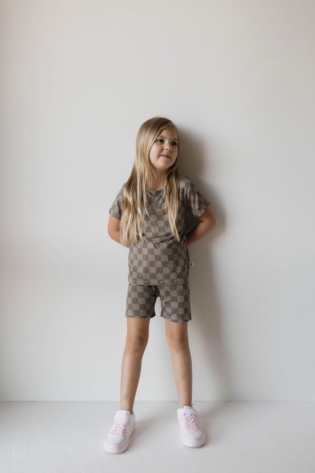 Bamboo Short Set | Faded Brown Checkerboard - Tenth & Pine - Short Set - 2/3 Years - forever french baby