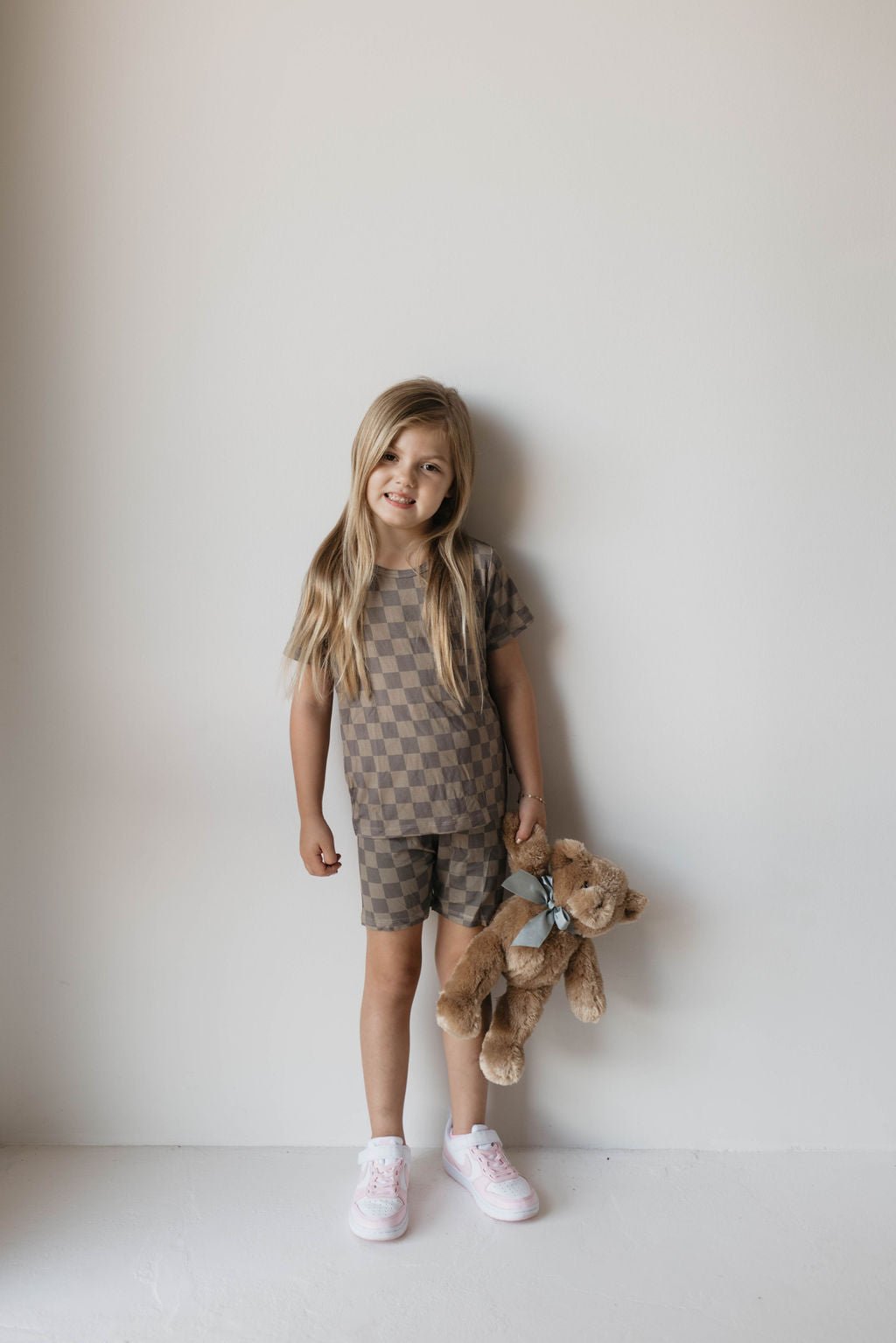 Bamboo Short Set | Faded Brown Checkerboard - Tenth & Pine - Short Set - 2/3 Years - forever french baby