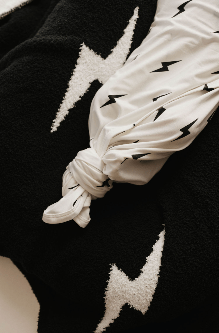Bamboo Swaddle | White & Black Lightning Bolt - Tenth & Pine - Swaddle - forever french baby