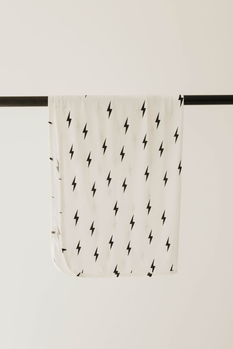 Bamboo Swaddle | White & Black Lightning Bolt - Tenth & Pine - Swaddle - forever french baby