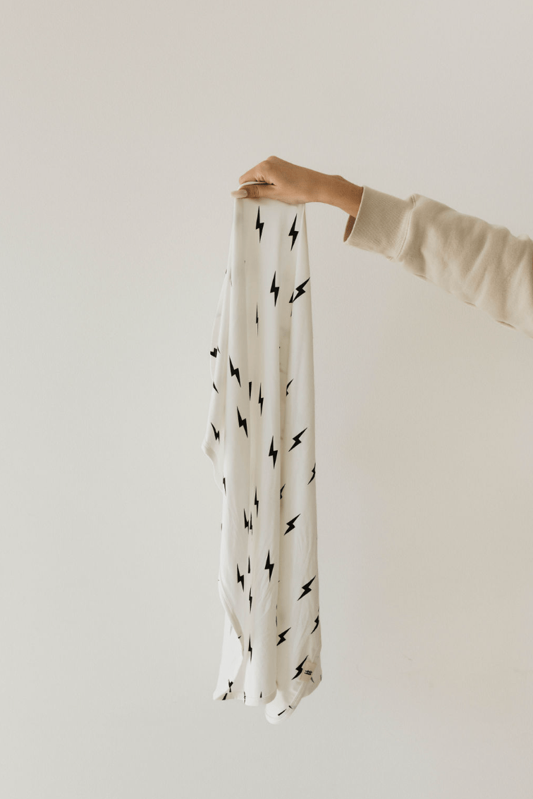 Bamboo Swaddle | White & Black Lightning Bolt - Tenth & Pine - Swaddle - forever french baby