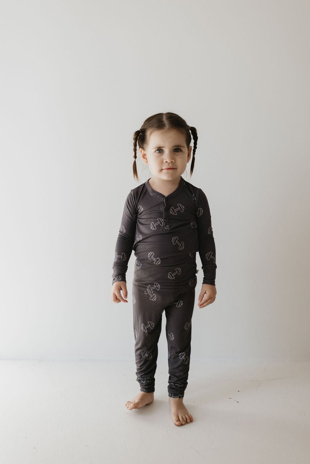 Bamboo Two Piece Pajamas | Charcoal Arm Day - Tenth & Pine - Pajamas - 2/3 Years