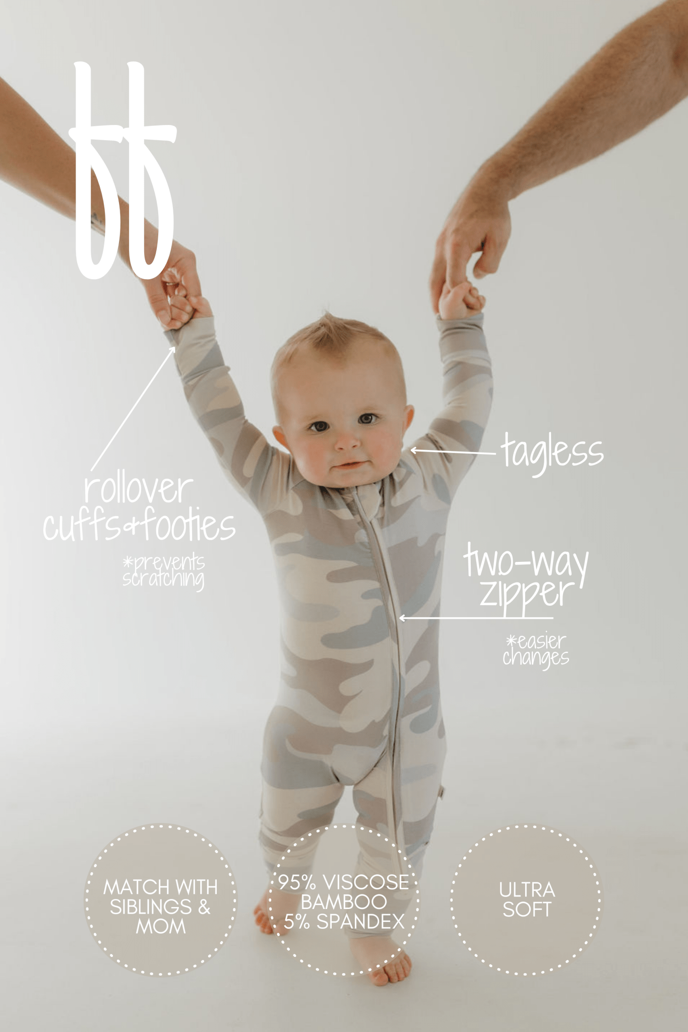 Bamboo Zip Pajamas | Camo - Tenth & Pine - Zip Pajama - Newborn - forever french baby