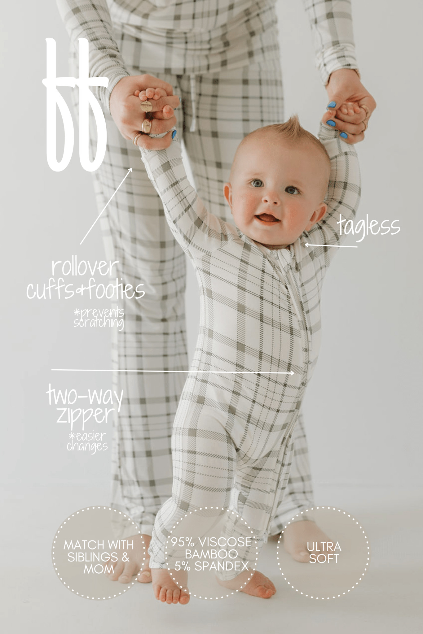 Bamboo Zip Pajamas | Picnic Plaid - Tenth & Pine - zip rompers - Newborn - forever french baby