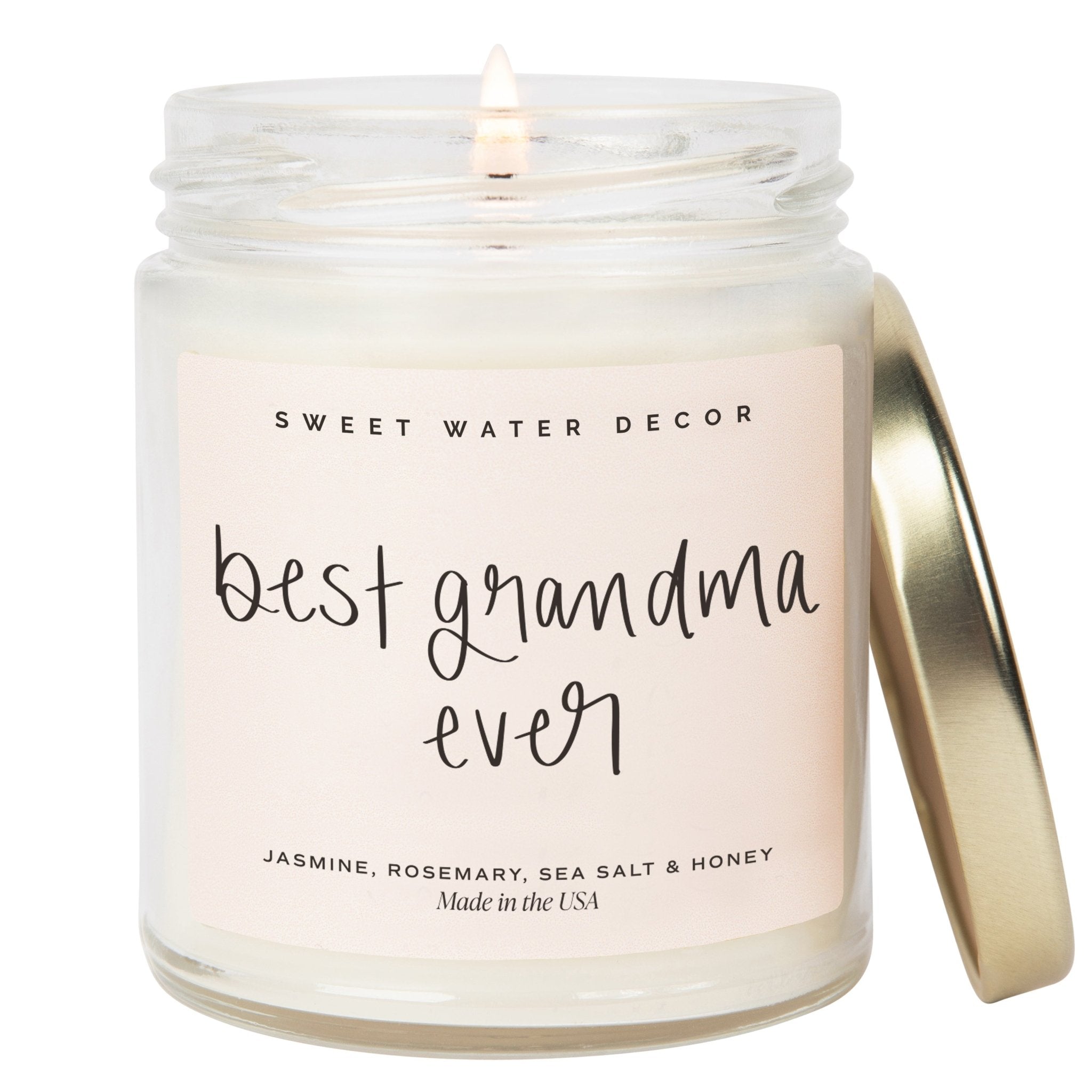 Best Grandma Ever Soy Candle - Clear Jar - 9 oz (Wildflowers and Salt) - Tenth & Pine - Candles -