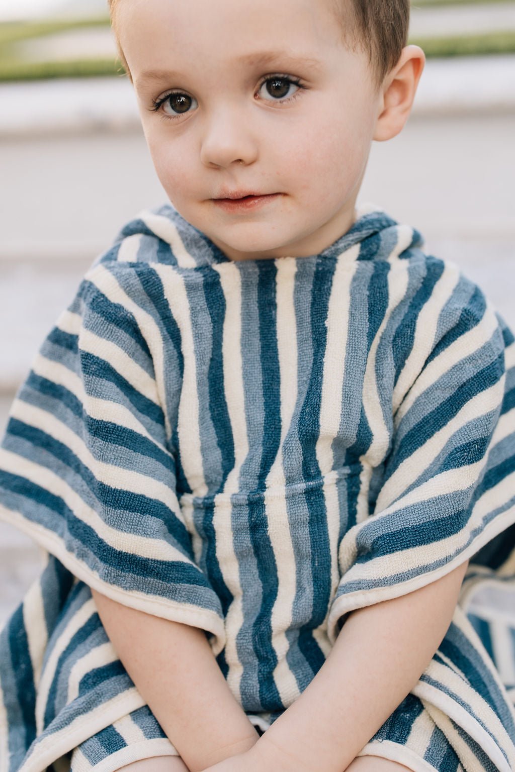 Blue Stripe Organic Cotton Beach Poncho - Tenth & Pine - (S) 1 - 2Y - Mebie Baby