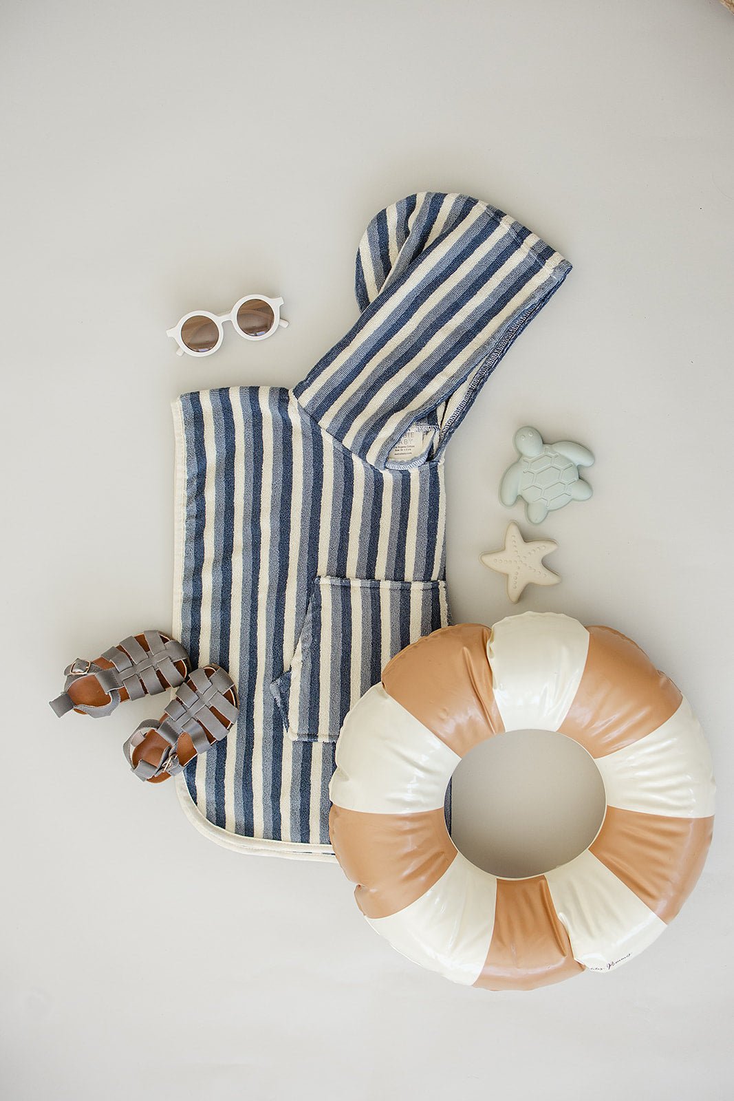 Blue Stripe Organic Cotton Beach Poncho - Tenth & Pine - (S) 1 - 2Y - Mebie Baby