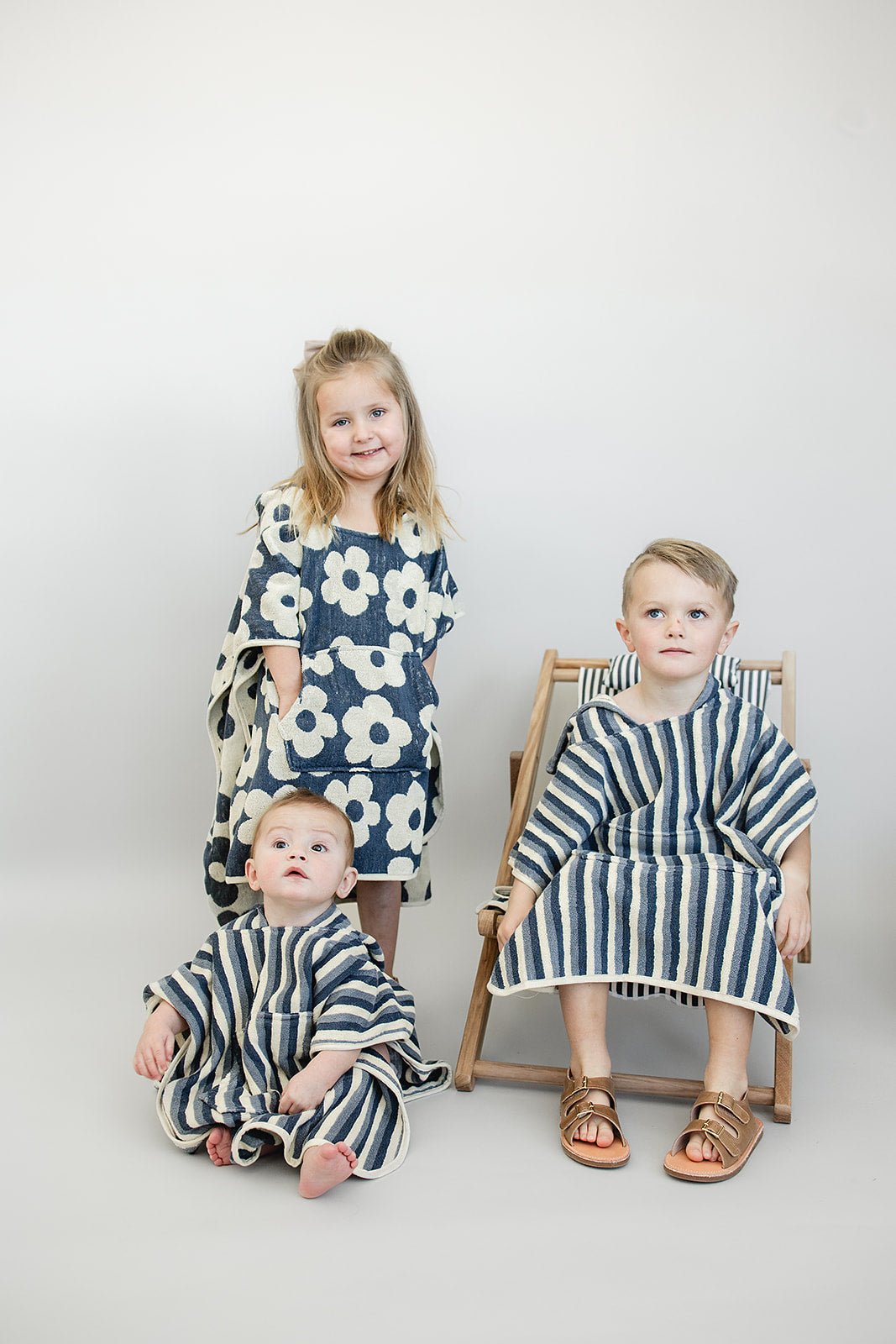 Blue Stripe Organic Cotton Beach Poncho - Tenth & Pine - (S) 1 - 2Y - Mebie Baby