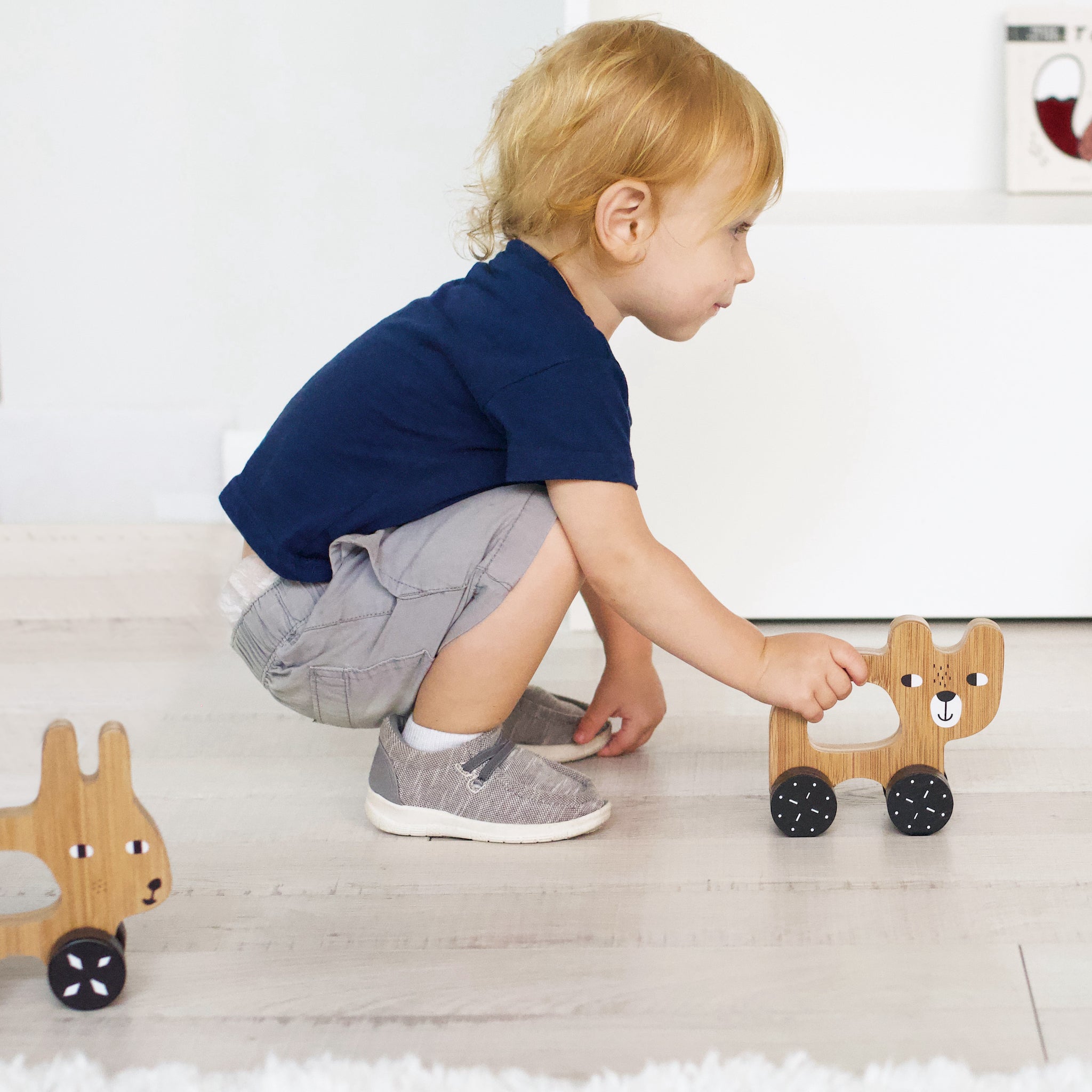 Bunny Push Wooden Toy - Tenth & Pine - Wood + Bamboo Toys -