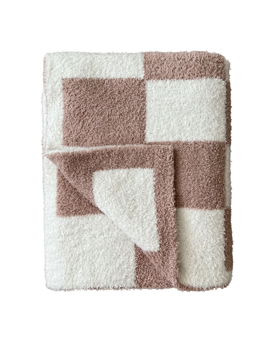 Checkered Plush Blanket | Latte - Tenth & Pine - Plush Blanket -