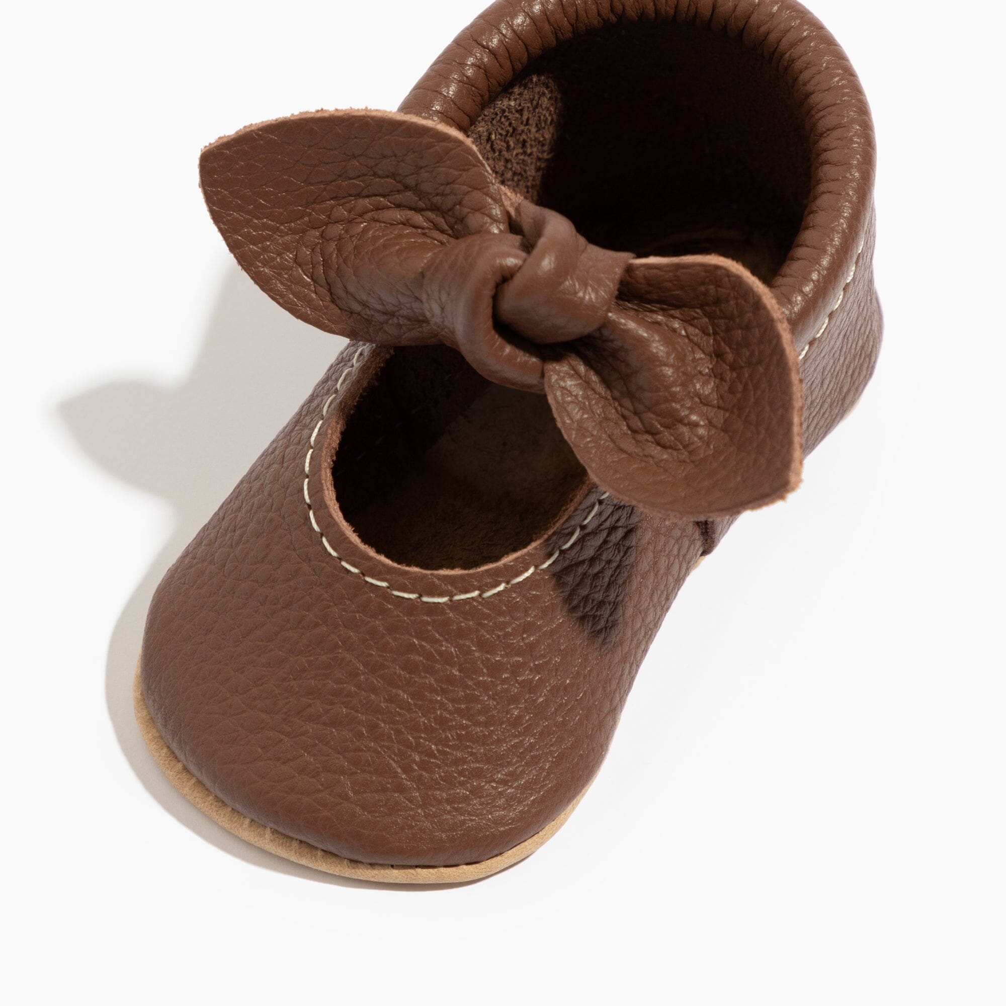 Chestnut Knotted Bow Baby Shoe - Tenth & Pine - Knotted Bow Mocc - Soft Sole - 1