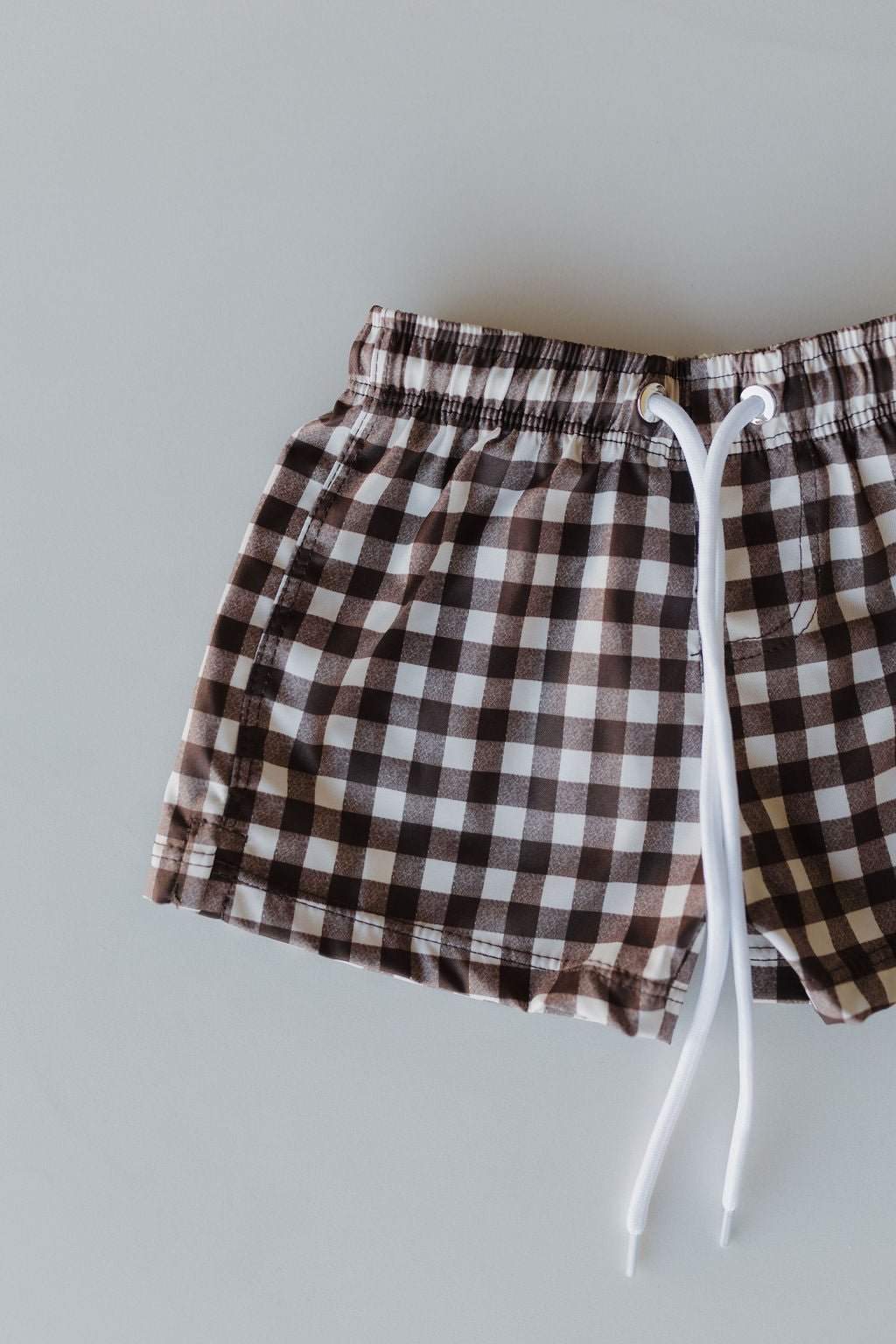 Child Boardshort | Chocolate Gingham - Tenth & Pine - Swim Shorts - 0 - 6 Months - forever french baby
