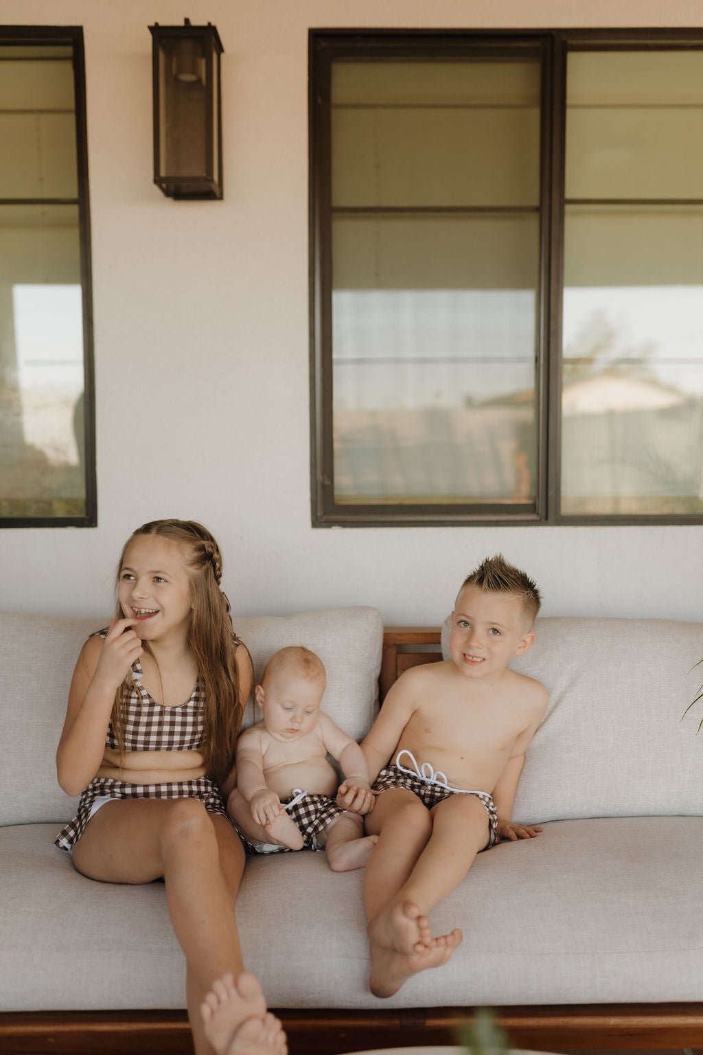 Child Boardshort | Chocolate Gingham - Tenth & Pine - Swim Shorts - 0 - 6 Months - forever french baby