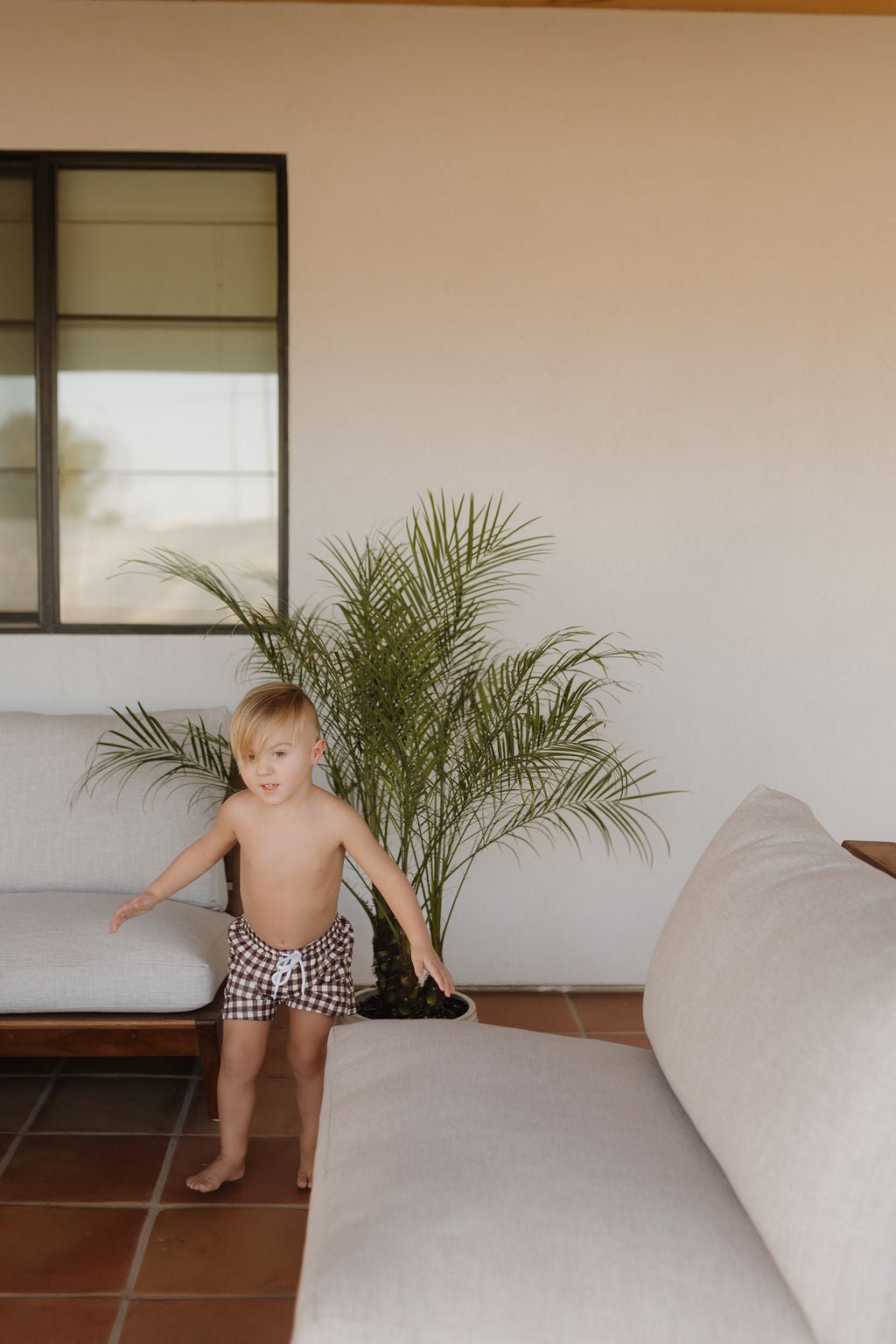 Child Boardshort | Chocolate Gingham - Tenth & Pine - Swim Shorts - 0 - 6 Months - forever french baby