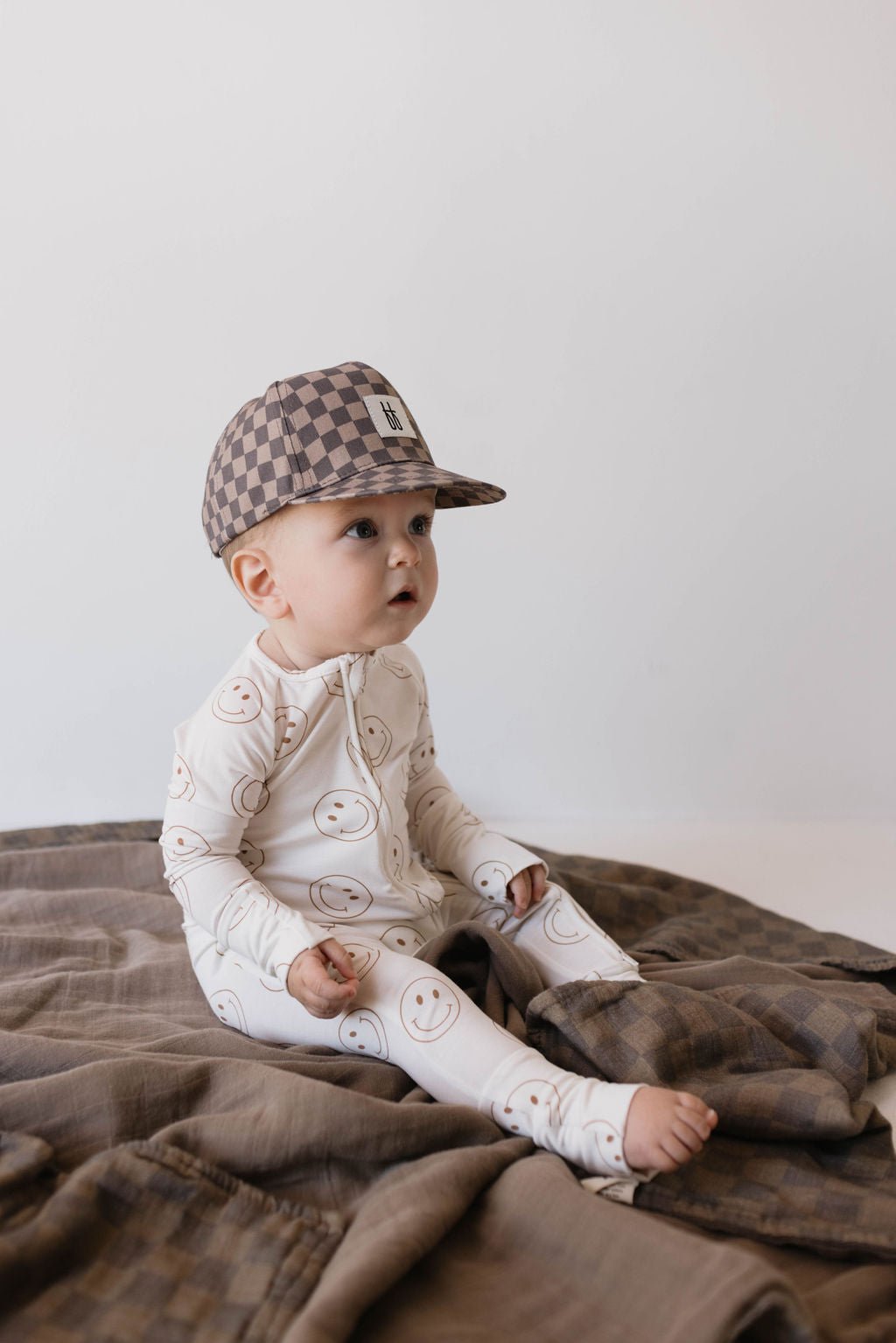 Children's Trucker Hat | Faded Brown Checkerboard - Tenth & Pine - Trucker Hat - Baby - 44cm - forever french baby