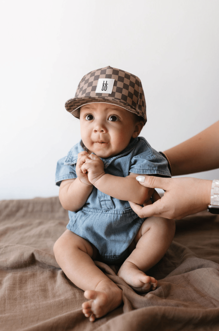 Children's Trucker Hat | Faded Brown Checkerboard - Tenth & Pine - Trucker Hat - Baby - 44cm - forever french baby