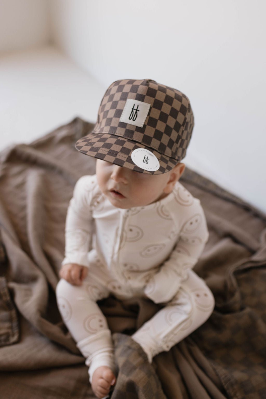 Children's Trucker Hat | Faded Brown Checkerboard - Tenth & Pine - Trucker Hat - Baby - 44cm - forever french baby