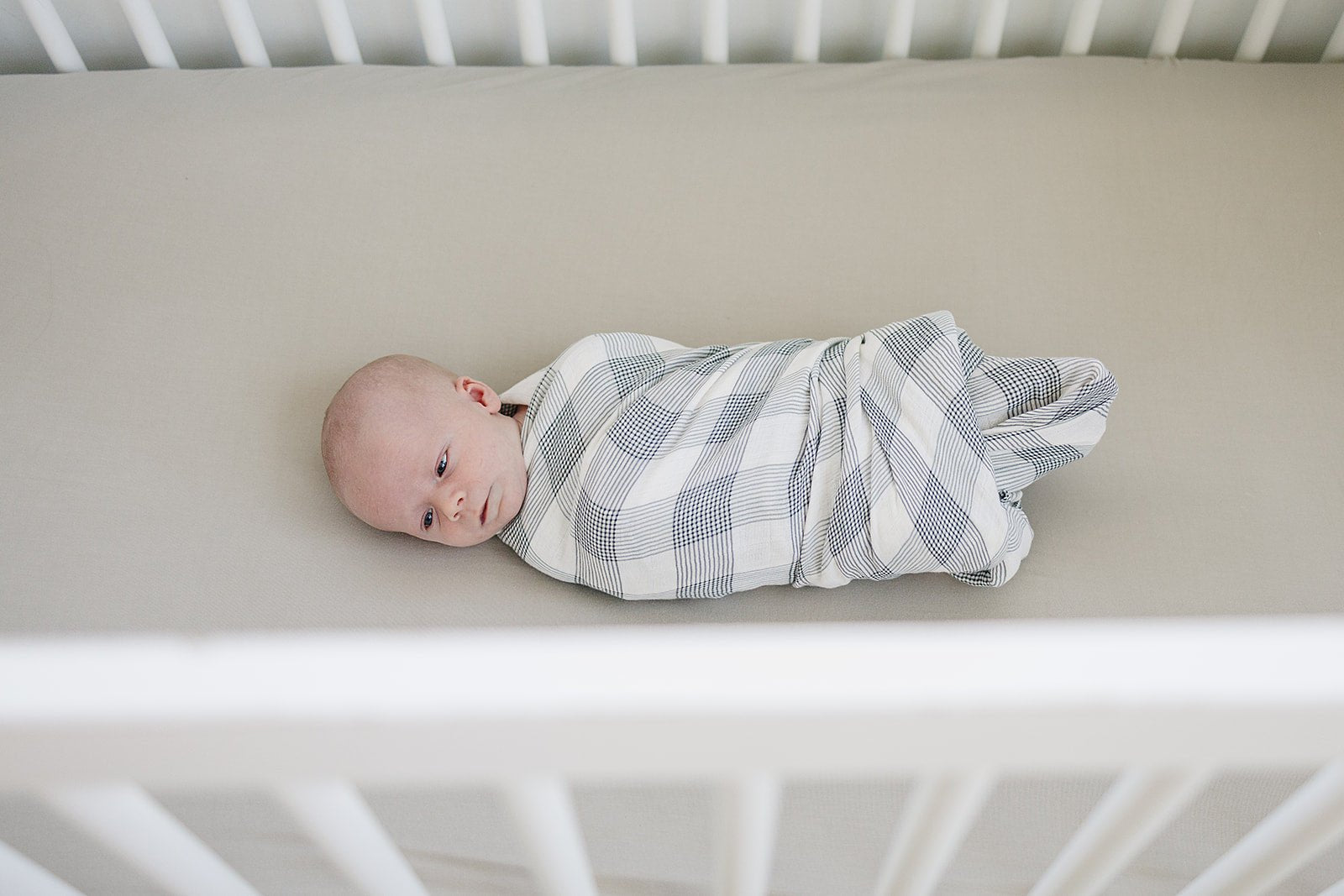 Coastal Plaid Muslin Swaddle Blanket - Tenth & Pine -