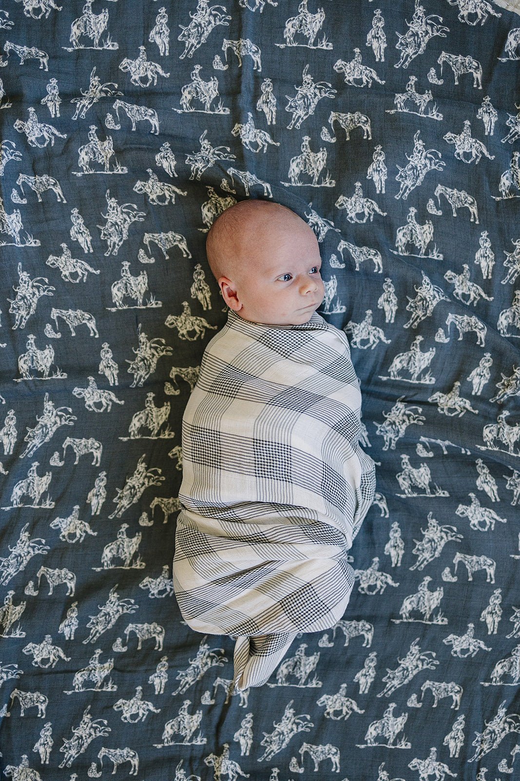Coastal Plaid Muslin Swaddle Blanket - Tenth & Pine -
