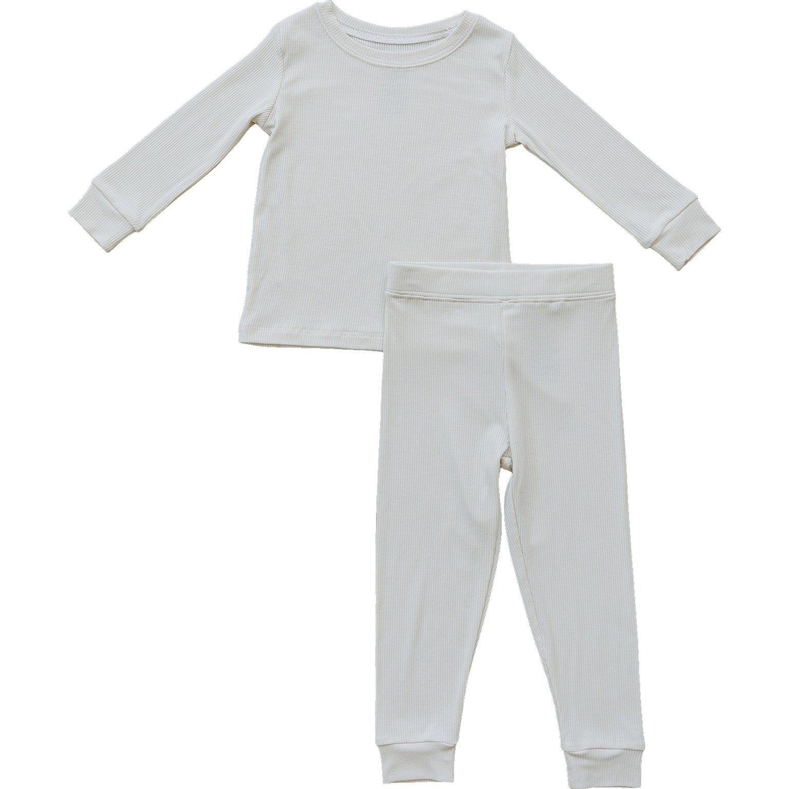 Cream Ribbed Bamboo Cozy Set - Tenth & Pine - Bamboo 2 Piece PJ - 6 - 12 - Mebie Baby