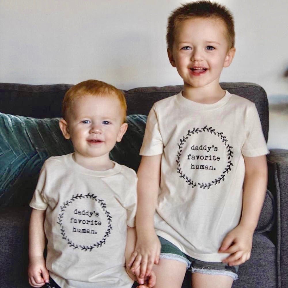 Daddys Favorite Human Organic Tee for Kids, Organic Kids T-shirt, Kids Graphic Tee, Organic Cotton, Children&