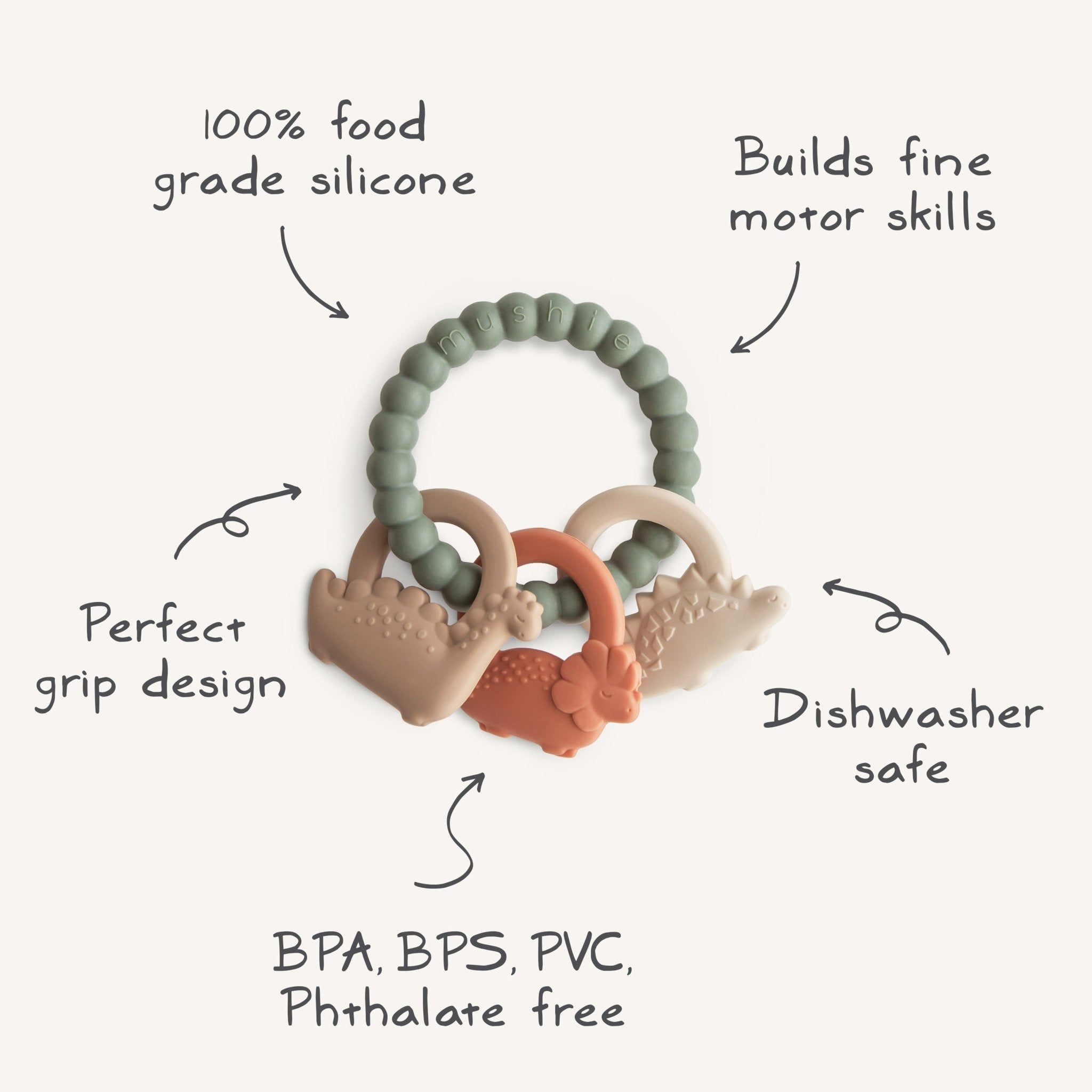 Dino Teething Ring - Tenth & Pine - teether -