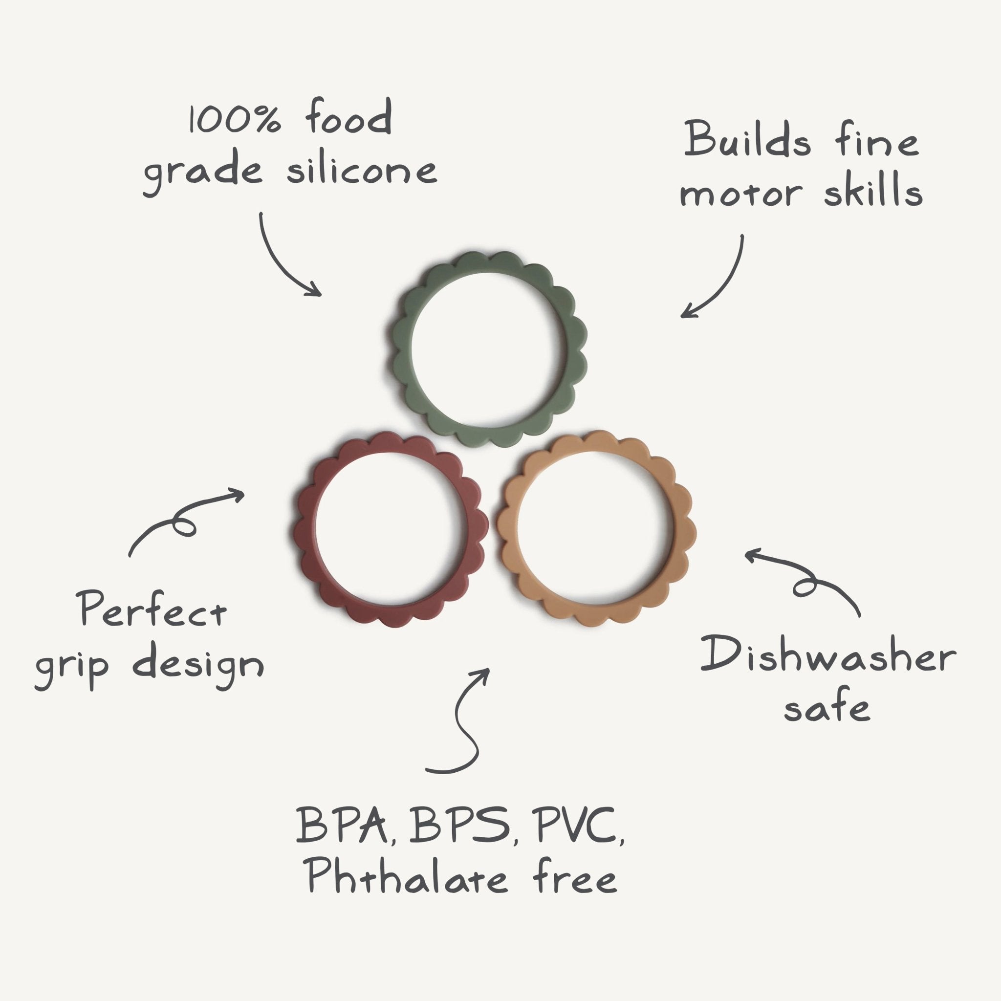 Flower Teether Bracelet - Tenth & Pine - teether - Cambridge Blue/Clementine/Natural