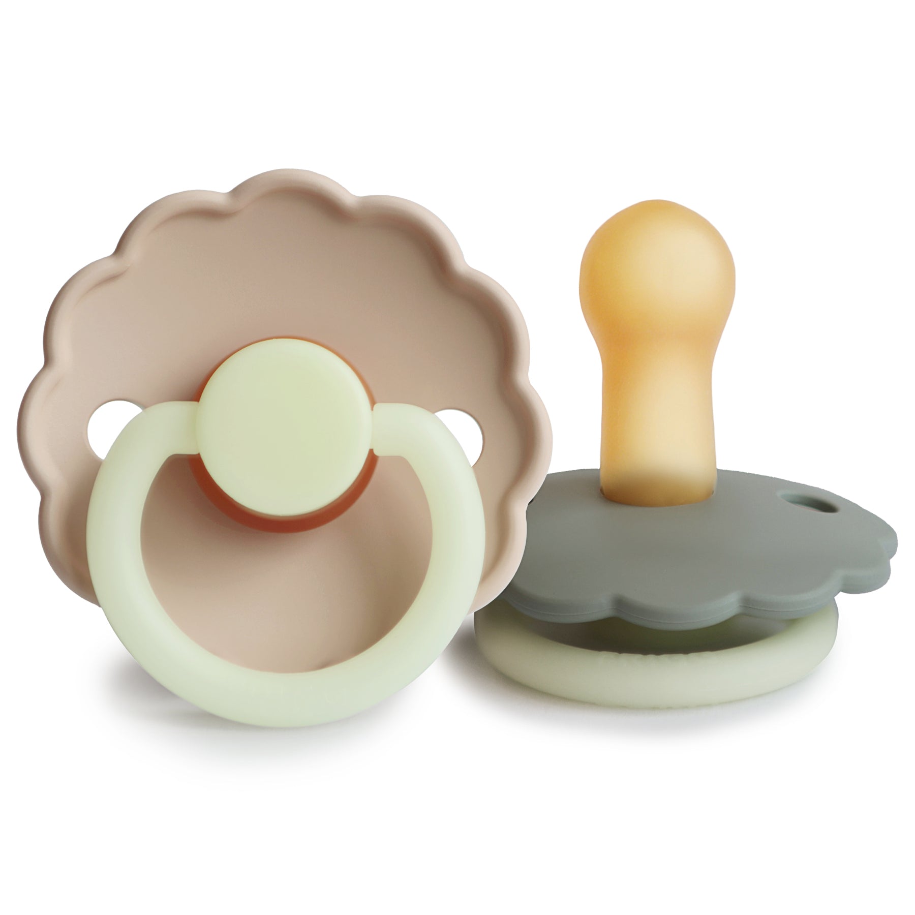 FRIGG Daisy Night Natural Rubber Pacifier 2 - Pack - Tenth & Pine - FRIGG PACIFIERS - 6 - 18 months - Portobello/Croissant